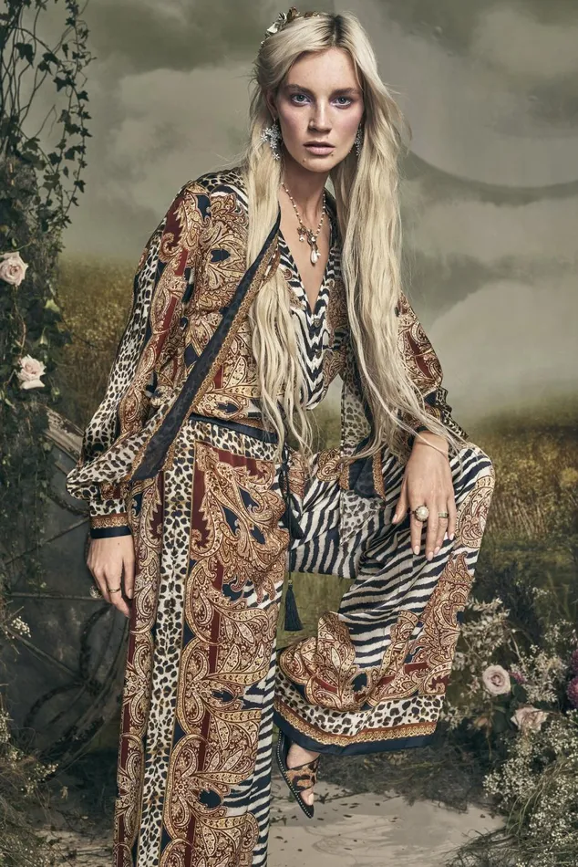 Camilla Tops Women Button Down Blouse With Necktie Wild Fire