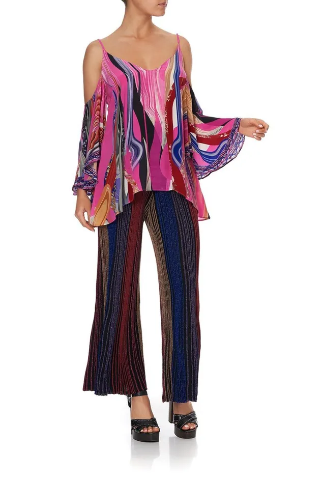 Camilla Tops Women Drop Shoulder Strappy Blouse Folk River