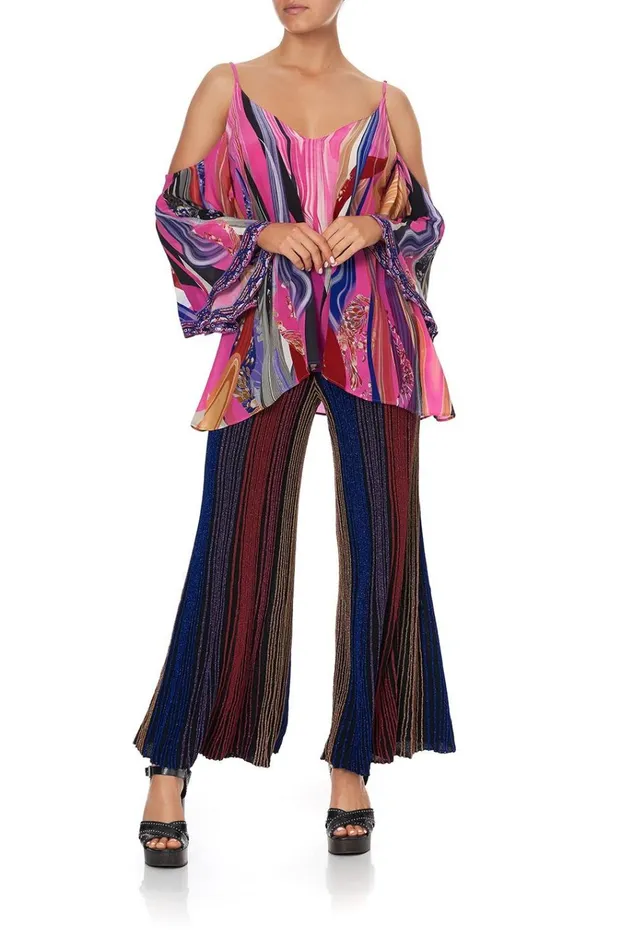 Camilla Tops Women Drop Shoulder Strappy Blouse Folk River