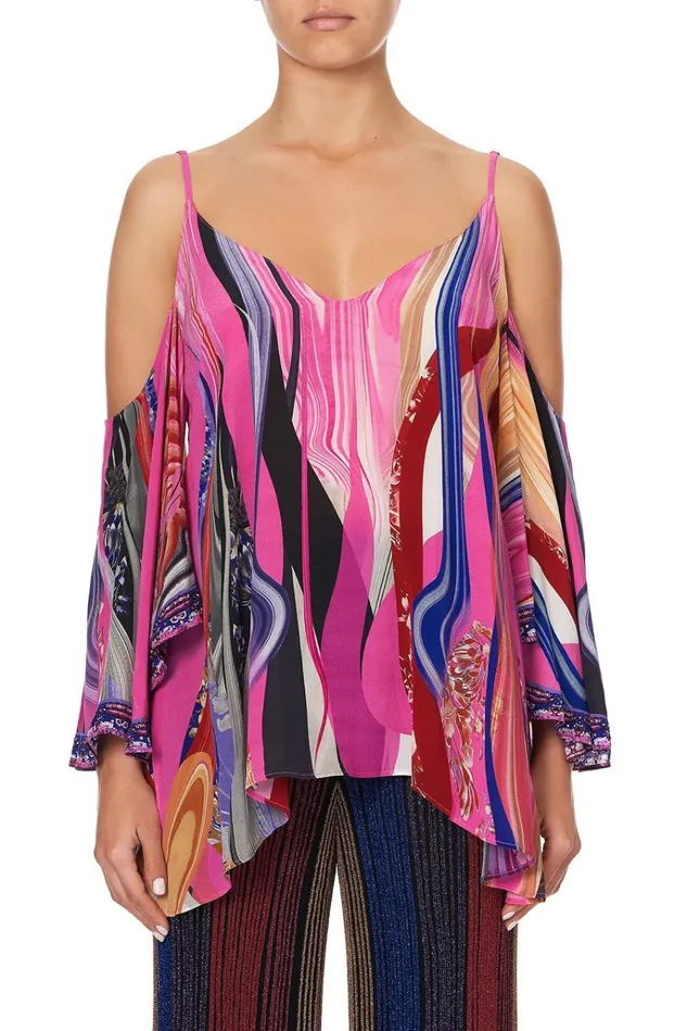 Camilla Tops Women Drop Shoulder Strappy Blouse Folk River