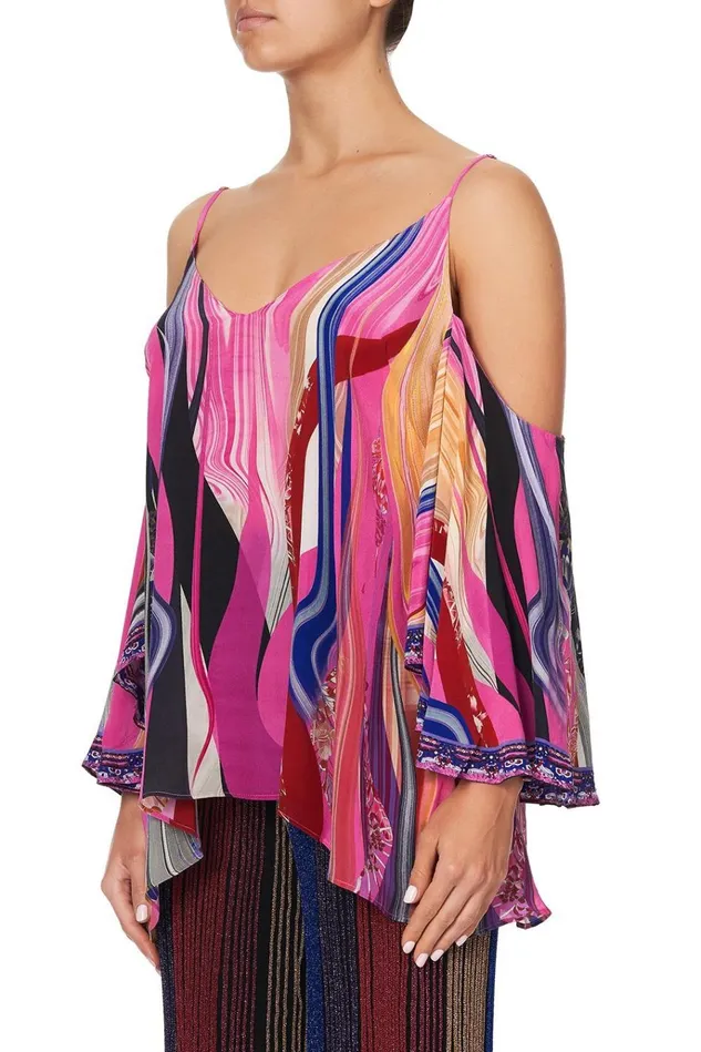 Camilla Tops Women Drop Shoulder Strappy Blouse Folk River