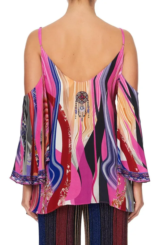 Camilla Tops Women Drop Shoulder Strappy Blouse Folk River