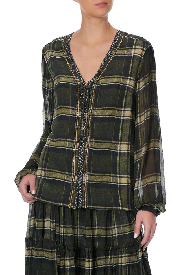 Camilla Tops Women Peasant Blouse With Front Lacing Campfire Stories