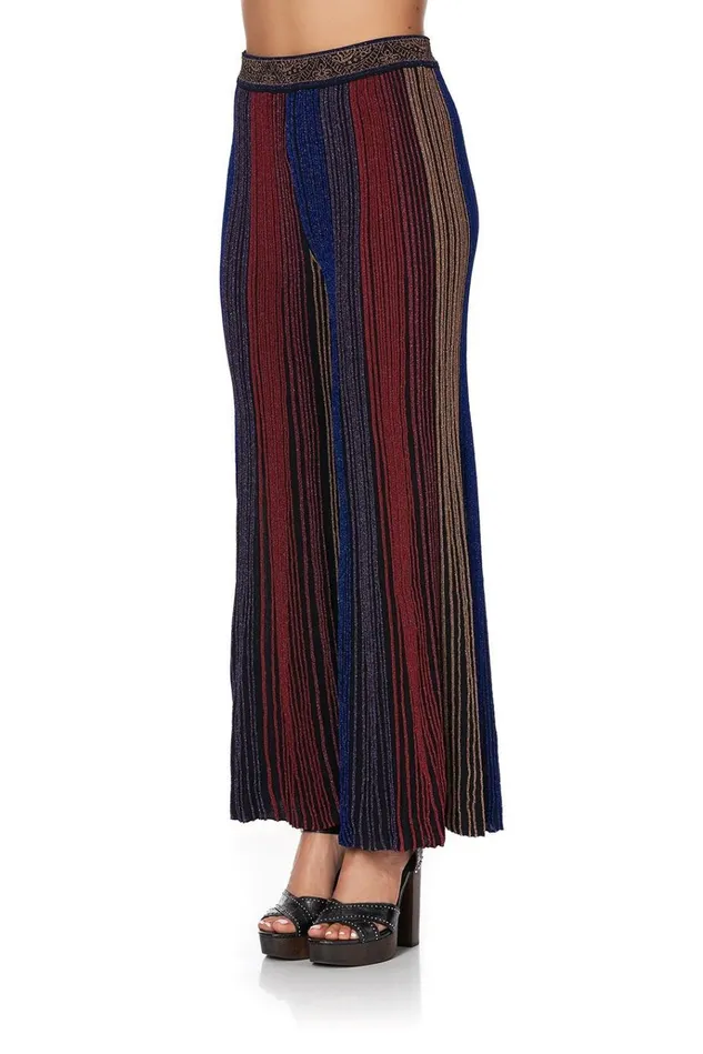 Camilla Trousers and Leggings Women Flared Metallic Knit Pants Folk River