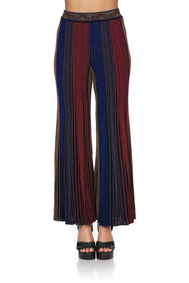 Camilla Trousers and Leggings Women Flared Metallic Knit Pants Folk River