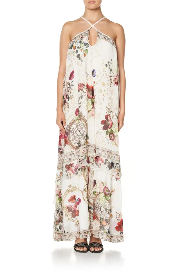Camilla Wedding Guest Dresses Women Keyhole Neck Long Dress Fairy Godmother