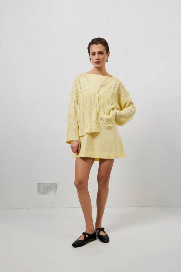 Cardigans Women VRG GRL Lola Knit Cardigan Lemon