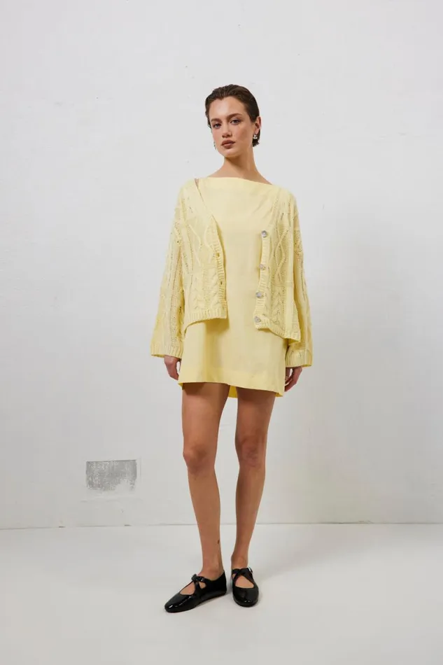 Cardigans Women VRG GRL Lola Knit Cardigan Lemon Cardigans Women VRG GRL Lola Knit Cardigan Lemon