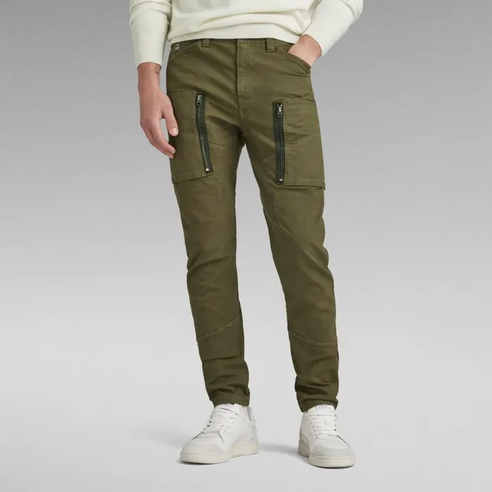 Cargos and Chinos Men GStar RAW Zip Pocket 3D Skinny Cargo Pants Dark Olive