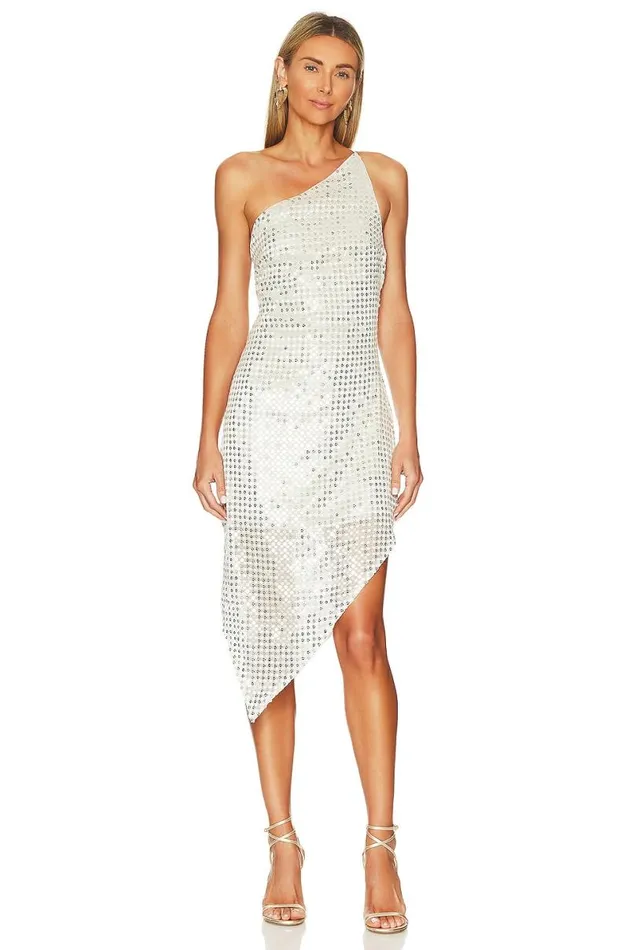 Cassie Midi Dress Disco White Women Lovers and Friends Dresses