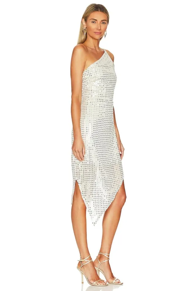 Cassie Midi Dress Disco White Women Lovers and Friends Dresses