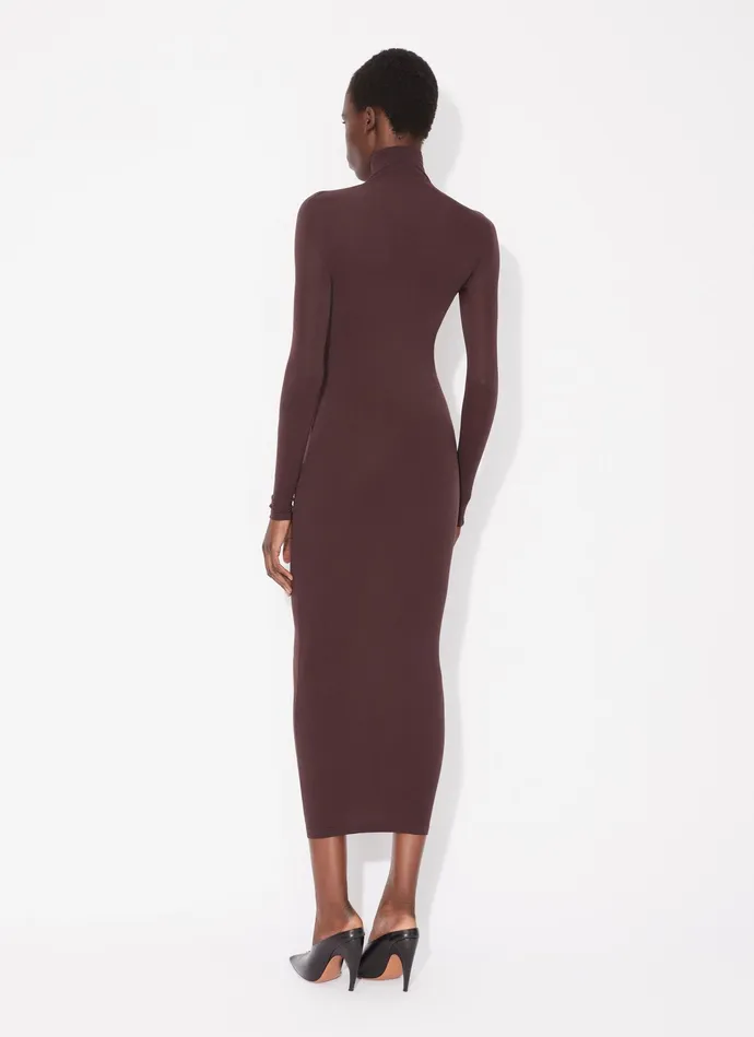Chocolate Fitted Dress In Fine Knit Women Alaa Dresses