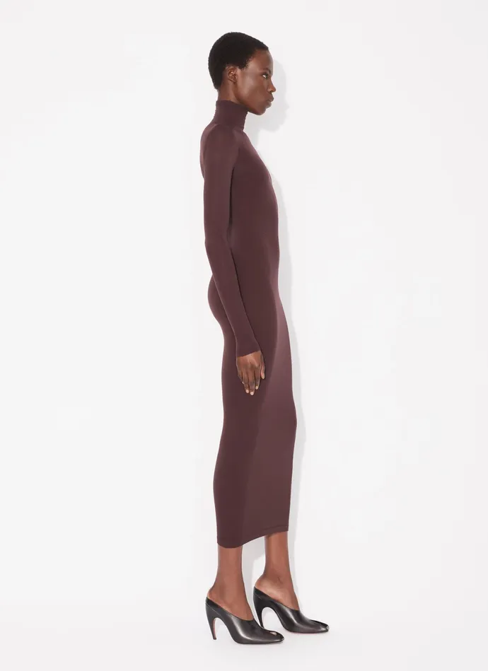 Chocolate Fitted Dress In Fine Knit Women Alaa Dresses