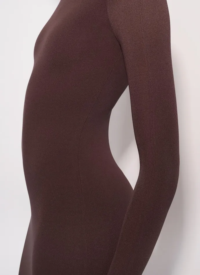 Chocolate Fitted Dress In Fine Knit Women Alaa Dresses