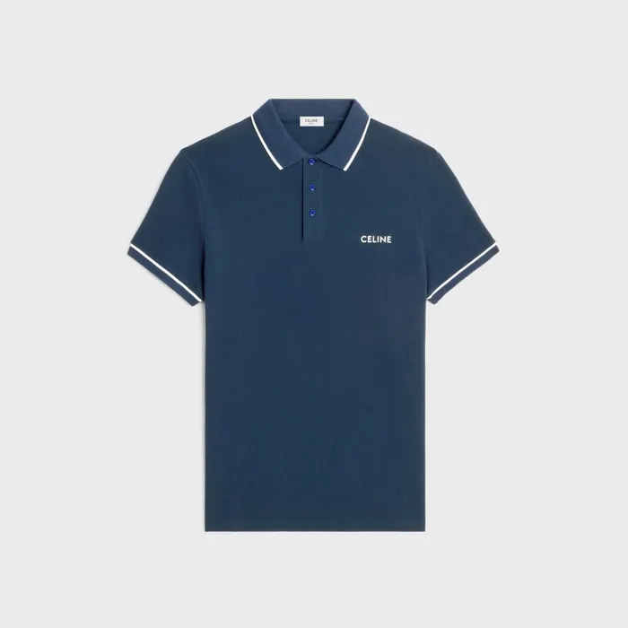 Classic Polo Shirt In Cotton Piqu Navyoff White Men CELINE TSHIRTS AND SWEATSHIRTS Classic Polo Shirt In Cotton Piqu Navyoff White Men CELINE TSHIRTS AND SWEATSHIRTS