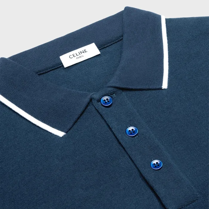 Classic Polo Shirt In Cotton Piqu Navyoff White Men CELINE TSHIRTS AND SWEATSHIRTS