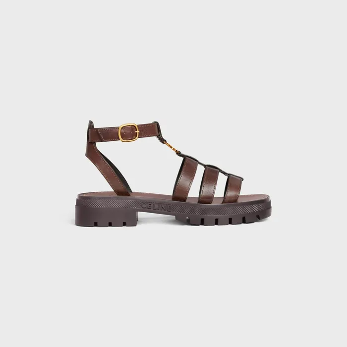 Clea Triomphe Gladiator Chunky Sandal In Calfskin 8211 Vegetal Tanning Dark Brown Women CELINE SANDALS Clea Triomphe Gladiator Chunky Sandal In Calfskin 8211 Vegetal Tanning Dark Brown Women CELINE SANDALS