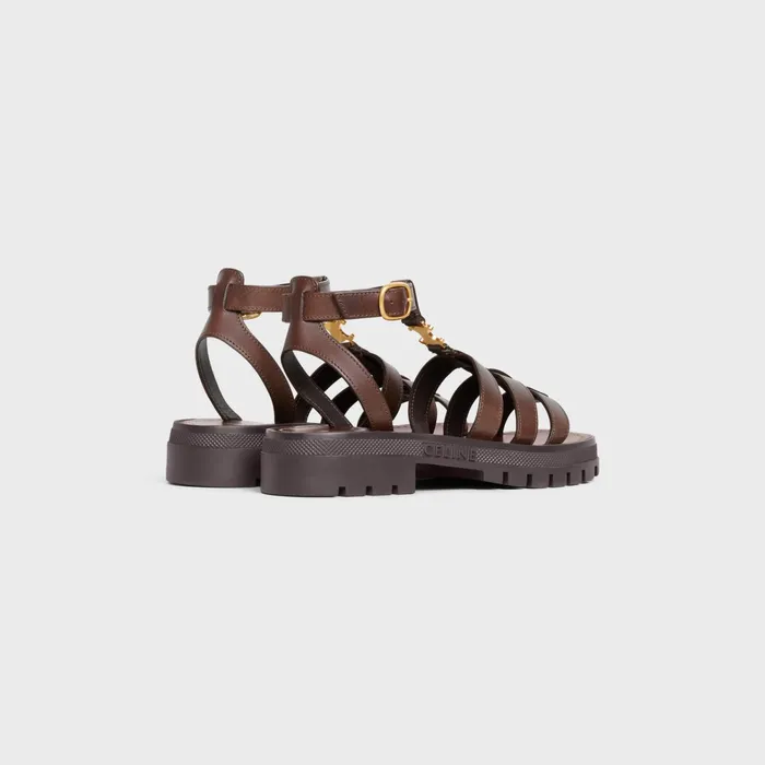 Clea Triomphe Gladiator Chunky Sandal In Calfskin 8211 Vegetal Tanning Dark Brown Women CELINE SANDALS