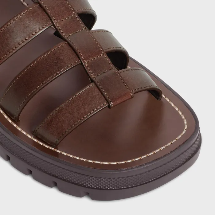 Clea Triomphe Gladiator Chunky Sandal In Calfskin 8211 Vegetal Tanning Dark Brown Women CELINE SANDALS