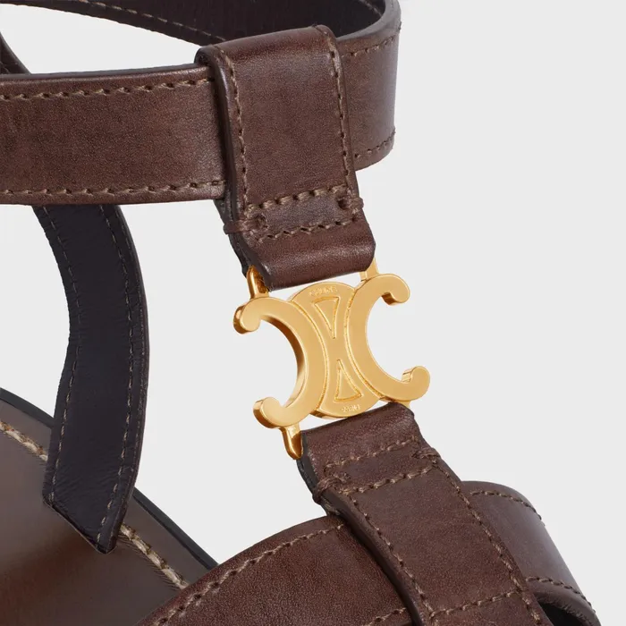 Clea Triomphe Gladiator Chunky Sandal In Calfskin 8211 Vegetal Tanning Dark Brown Women CELINE SANDALS