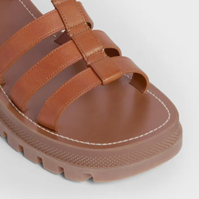 Clea Triomphe Gladiator Chunky Sandal In Calfskin and Vegetal Tanning Tan Women CELINE SANDALS