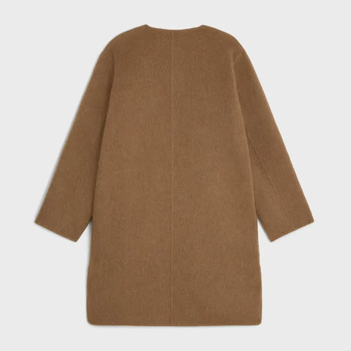 Coat With Pure Collar In Brushed Llama Camel Women CELINE COATS