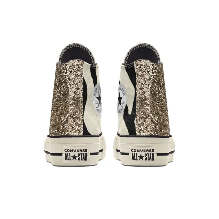 Converse High Top Custom Chuck Taylor All Star Lift Platform Glitter By You Zebra Tri Panel 8211 Women