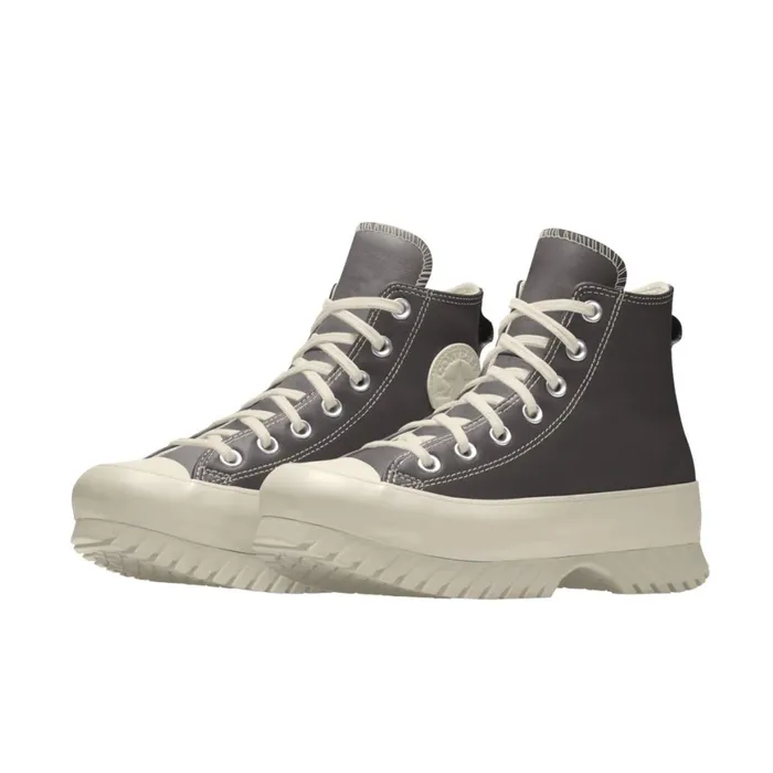 Converse High Top Custom Chuck Taylor All Star Lugged Platform Leather By You Coffee Nut 8211 Women