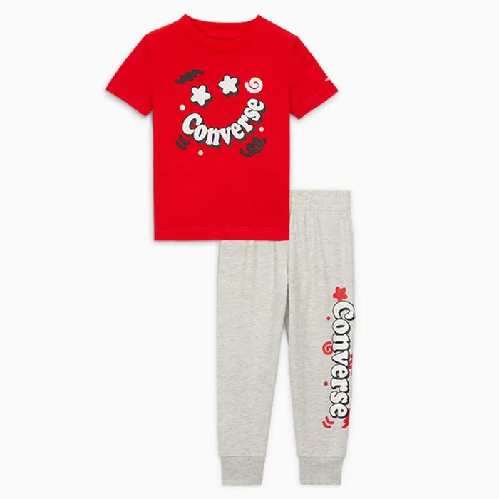 Converse Pants and Shorts Squiggle TShirt and Joggers Set Grey Heather 8211 Kids Converse Pants and Shorts Squiggle TShirt and Joggers Set Grey Heather 8211 Kids