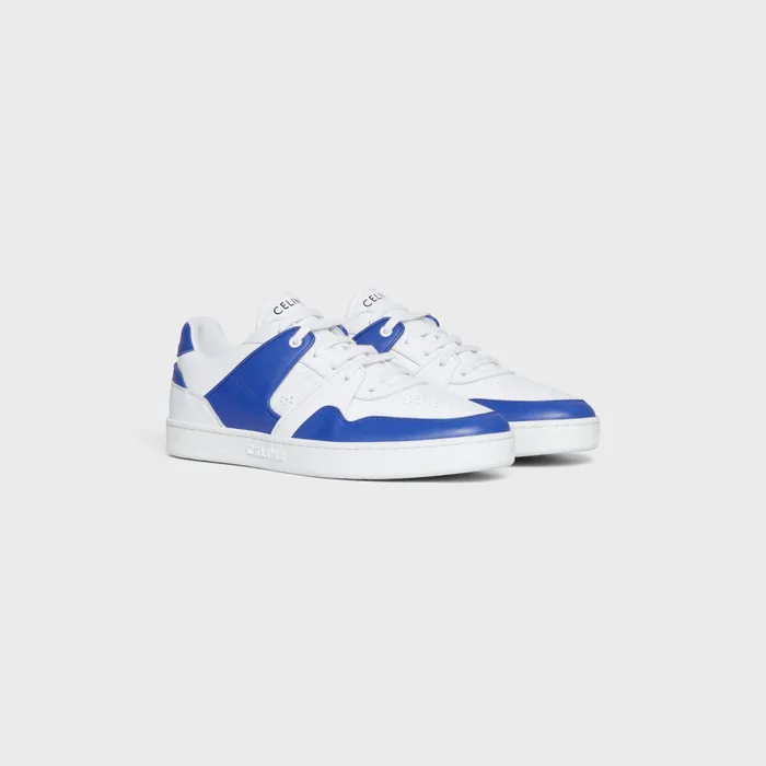 Ct04 Celine Trainer Low LaceUp Sneaker In Calfskin Optic Whiteblue Men CELINE SNEAKERS