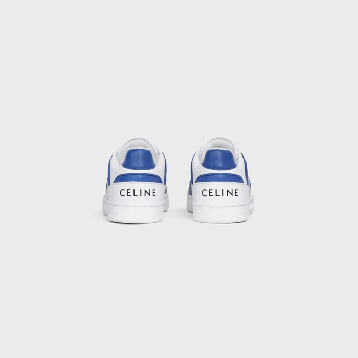 Ct04 Celine Trainer Low LaceUp Sneaker In Calfskin Optic Whiteblue Men CELINE SNEAKERS