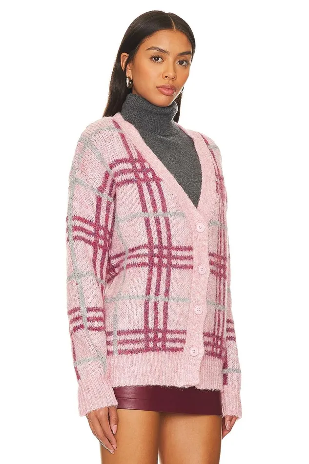 Damia Plaid Cardigan Pink Plaid Women Lovers and Friends Sweaters and Knits