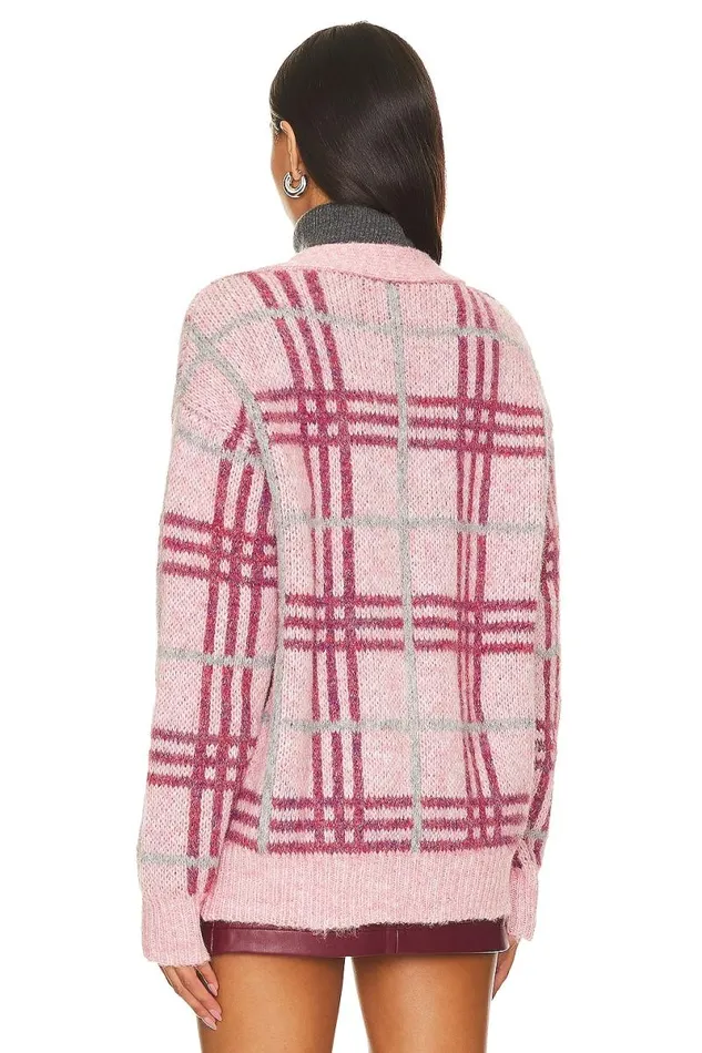 Damia Plaid Cardigan Pink Plaid Women Lovers and Friends Sweaters and Knits