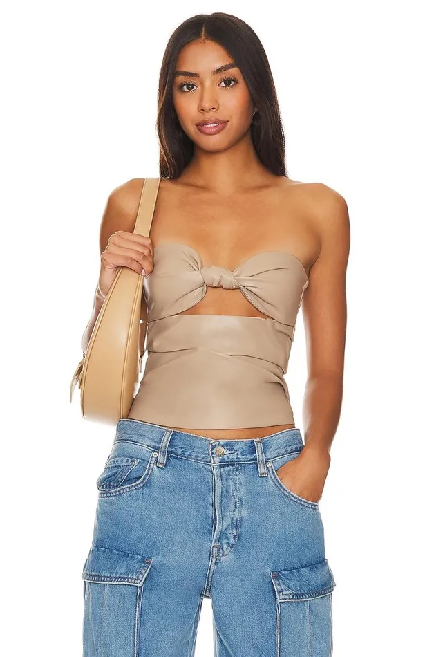 Daxton Faux Leather Top Beige Neutral Women Lovers and Friends Tops