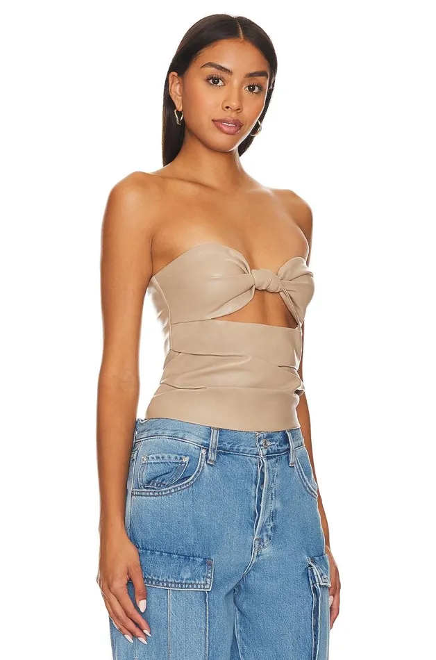 Daxton Faux Leather Top Beige Neutral Women Lovers and Friends Tops