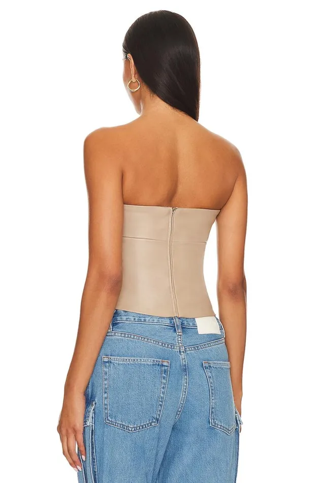 Daxton Faux Leather Top Beige Neutral Women Lovers and Friends Tops