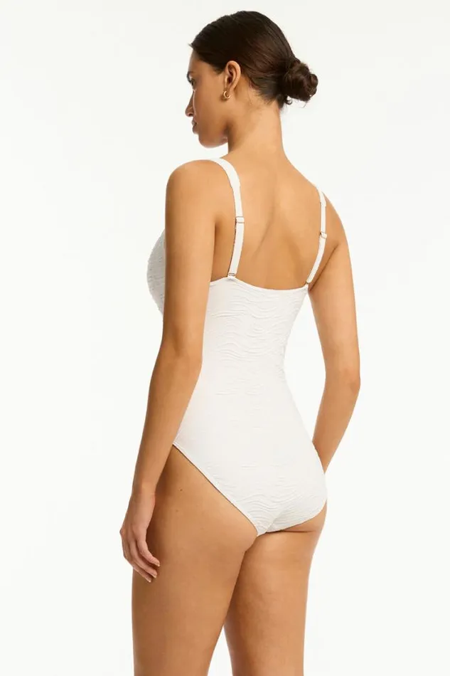 De Soleil Twist Front One Piece De Soleil White Women Sea Level One Pieces