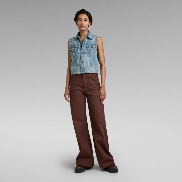 Denim Jackets Women GStar RAW Slim Denim Vest Sun Faded Air Force Blue