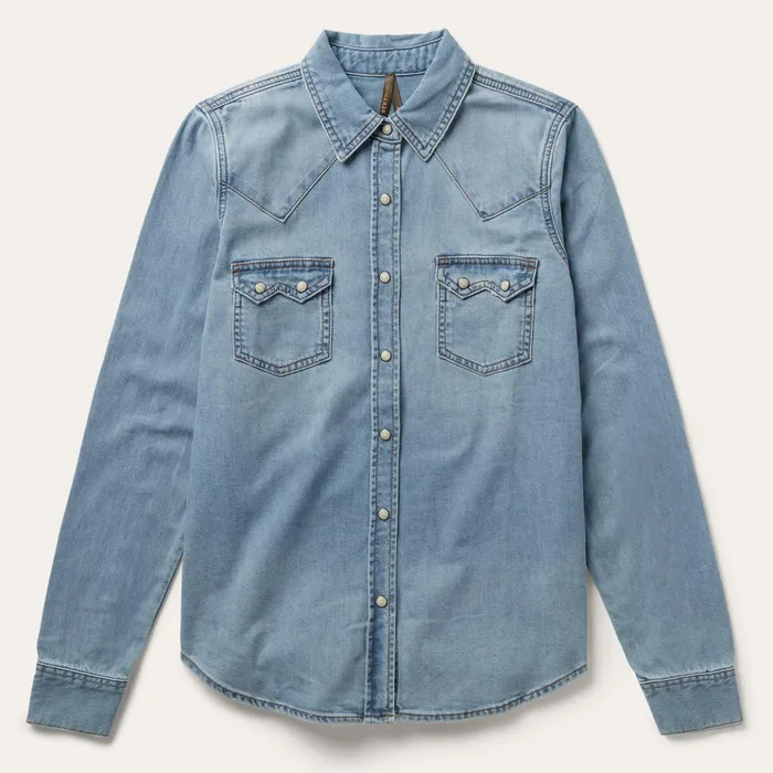 Denim Shirts Women Stetson Loose Fit Denim Shirt Blue