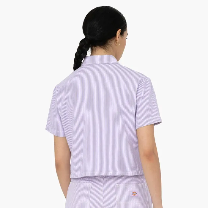 Dickies Button Up Women039s Hickory Stripe Cropped Work Shirt EcruLilac Ecrulilac eug 8211 Women Dickies Button Up Women039s Hickory Stripe Cropped Work Shirt EcruLilac Ecrulilac eug 8211 Women