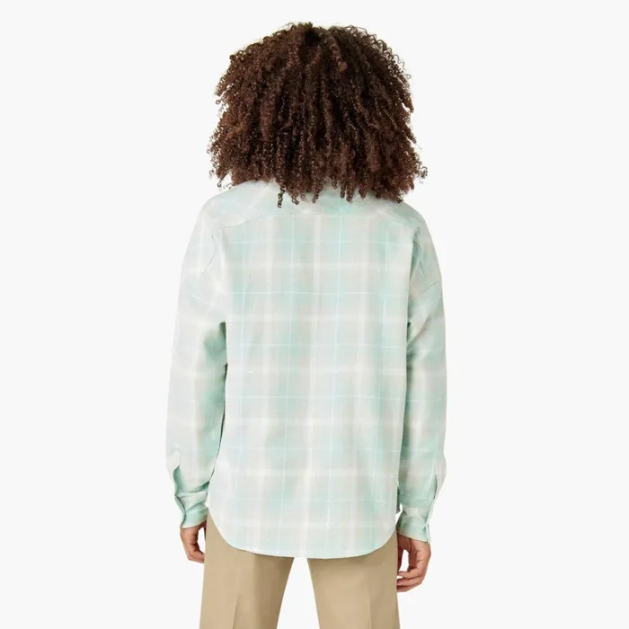 Dickies Button Up Women039s Long Sleeve Flannel Shirt Soft Gray Turquoise Plaid Soft Gray Turquoise Plaid qpt 8211 Women Dickies Button Up Women039s Long Sleeve Flannel Shirt Soft Gray Turquoise Plaid Soft Gray Turquoise Plaid qpt 8211 Women