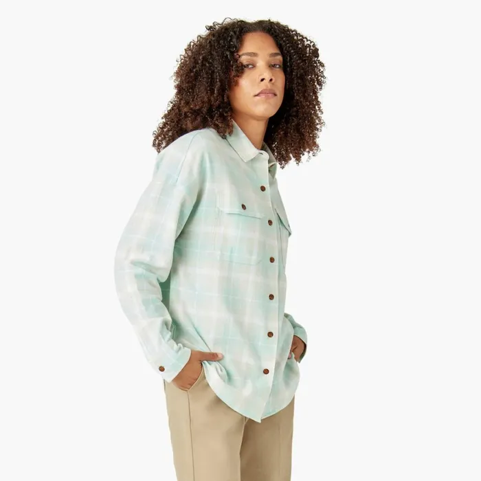 Dickies Button Up Women039s Long Sleeve Flannel Shirt Soft Gray Turquoise Plaid Soft Gray Turquoise Plaid qpt 8211 Women Dickies Button Up Women039s Long Sleeve Flannel Shirt Soft Gray Turquoise Plaid Soft Gray Turquoise Plaid qpt 8211 Women