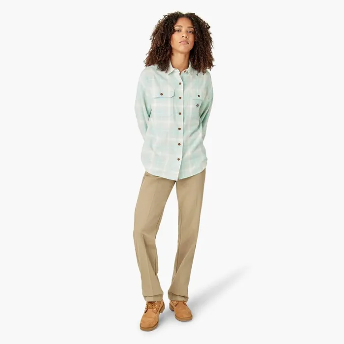 Dickies Button Up Women039s Long Sleeve Flannel Shirt Soft Gray Turquoise Plaid Soft Gray Turquoise Plaid qpt 8211 Women Dickies Button Up Women039s Long Sleeve Flannel Shirt Soft Gray Turquoise Plaid Soft Gray Turquoise Plaid qpt 8211 Women