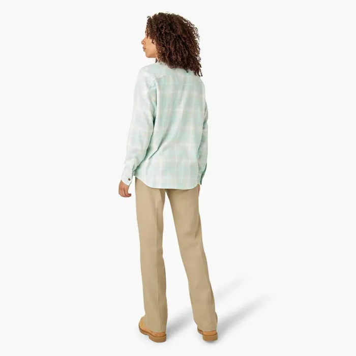 Dickies Button Up Women039s Long Sleeve Flannel Shirt Soft Gray Turquoise Plaid Soft Gray Turquoise Plaid qpt 8211 Women Dickies Button Up Women039s Long Sleeve Flannel Shirt Soft Gray Turquoise Plaid Soft Gray Turquoise Plaid qpt 8211 Women