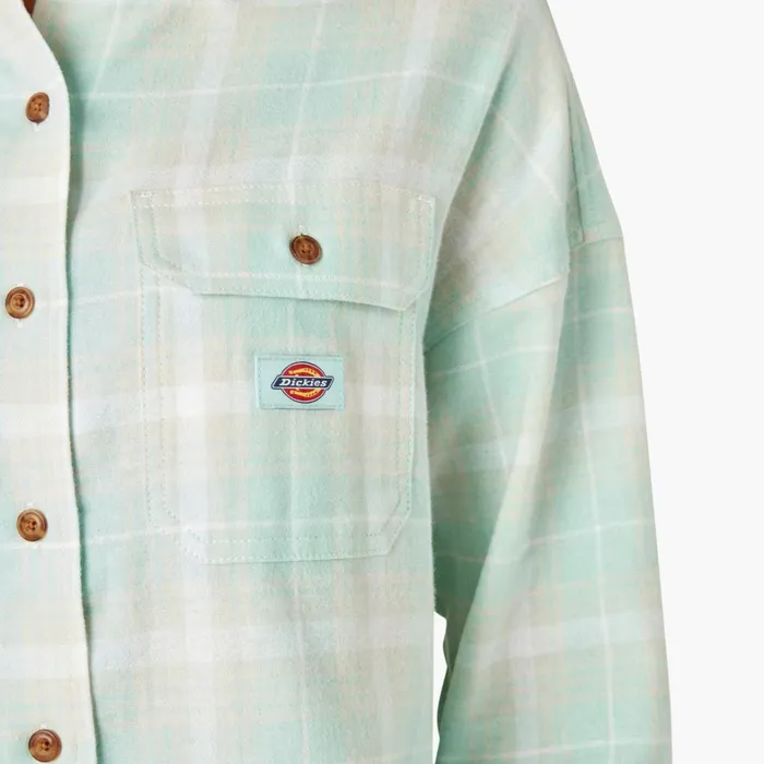 Dickies Button Up Women039s Long Sleeve Flannel Shirt Soft Gray Turquoise Plaid Soft Gray Turquoise Plaid qpt 8211 Women Dickies Button Up Women039s Long Sleeve Flannel Shirt Soft Gray Turquoise Plaid Soft Gray Turquoise Plaid qpt 8211 Women