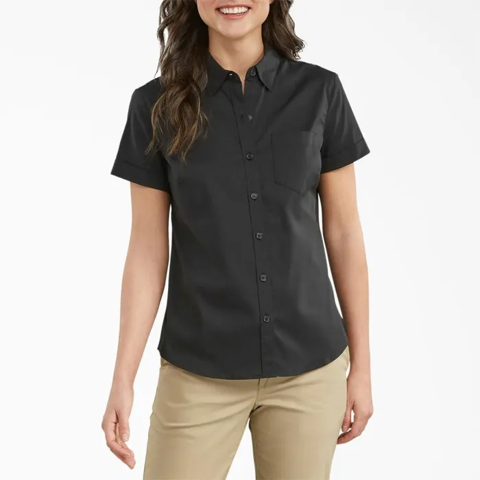 Dickies Button Up Womens ButtonUp Shirt Black Black bk 8211 Women