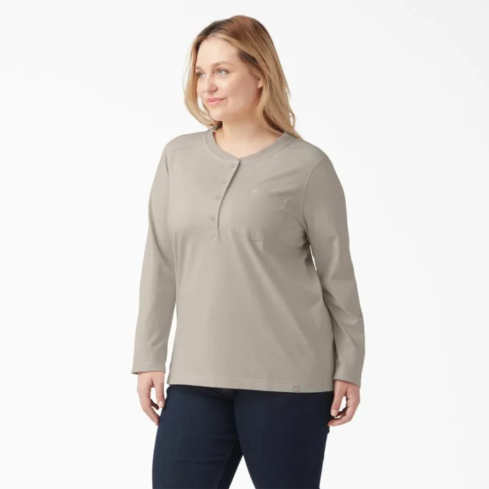 Dickies Long Sleeve TShirts Women039s Plus Heavyweight Henley Oatmeal Oatmeal ot9 8211 Women Dickies Long Sleeve TShirts Women039s Plus Heavyweight Henley Oatmeal Oatmeal ot9 8211 Women