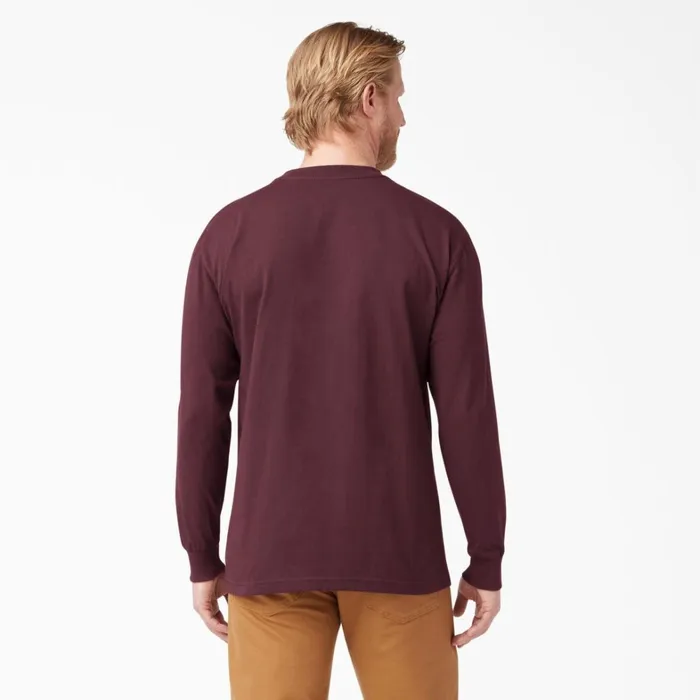 Dickies Work Shirts Heavyweight Long Sleeve Pocket TShirt Burgundy Burgundy by 8211 Men