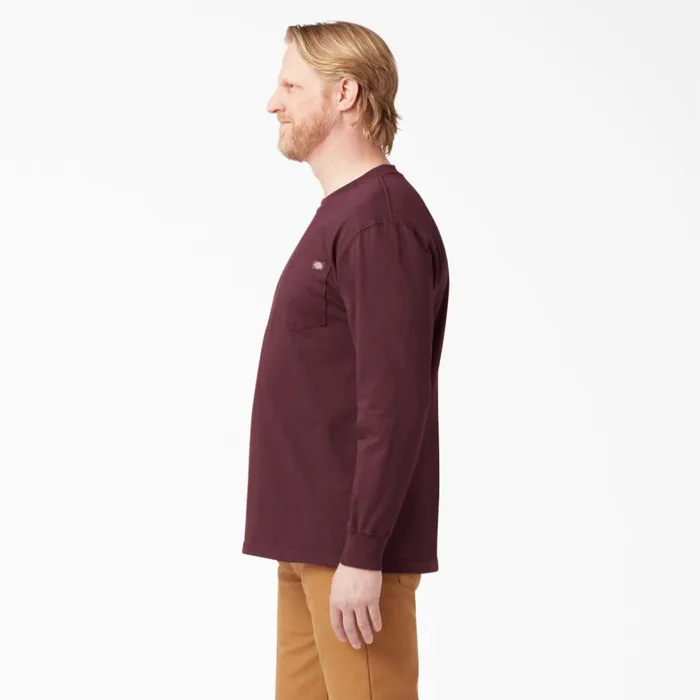 Dickies Work Shirts Heavyweight Long Sleeve Pocket TShirt Burgundy Burgundy by 8211 Men