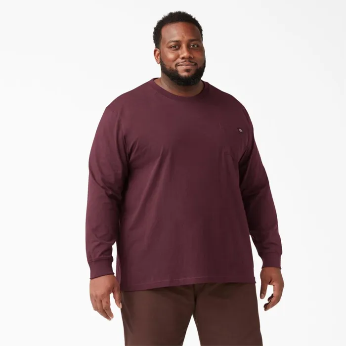Dickies Work Shirts Heavyweight Long Sleeve Pocket TShirt Burgundy Burgundy by 8211 Men